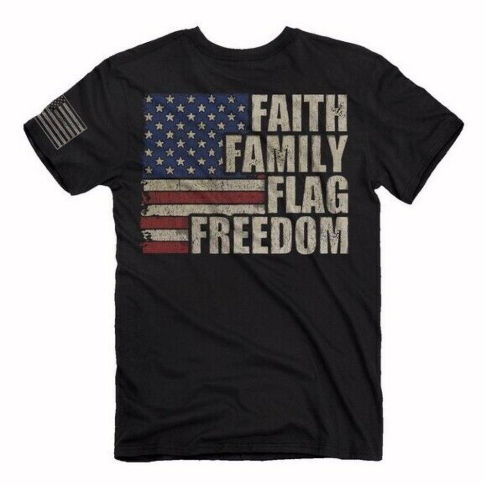 Faith Family Flag Freedom Fundamentals Short Sleeve T-Shirt - NEW Fast Ship